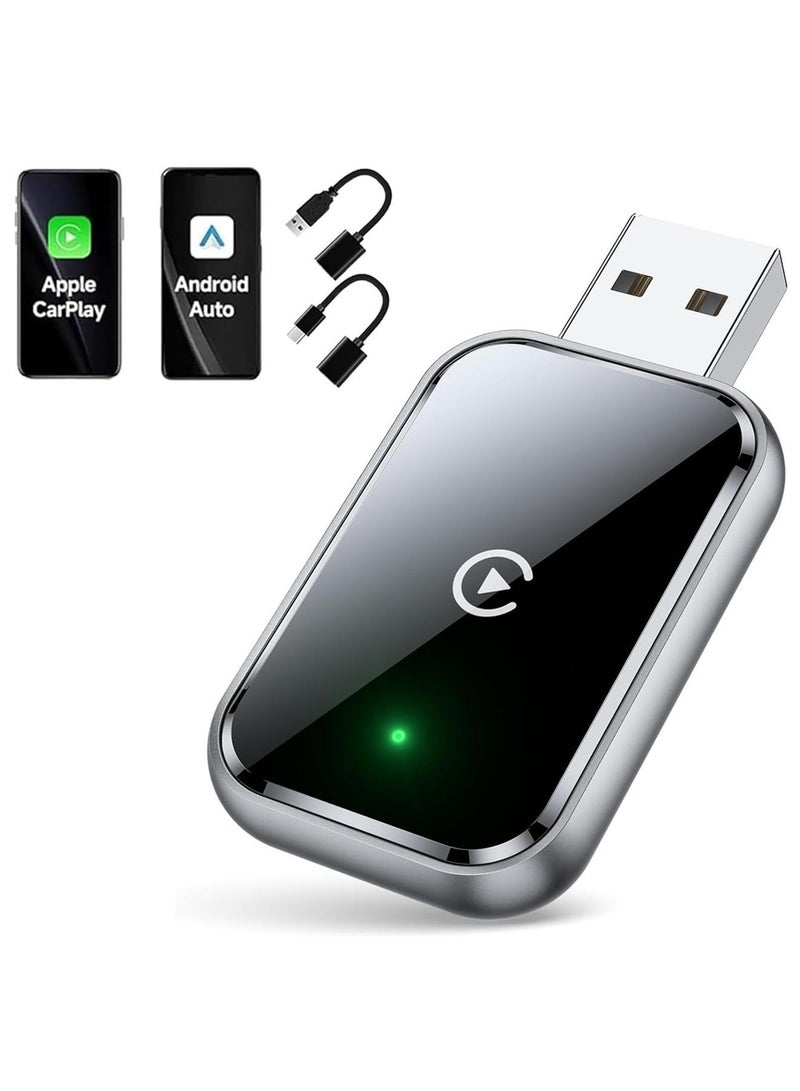 Aookay [2 in 1] Wireless CarPlay Adapter & Android Auto Wireless Dongle, Mini USB Design Upgrade Wired Car Play to Wireless, Plug & Play Fast Stable Connect Car Play for iPhone & Android, USB-A/USB-C (Full Black) - Image 1